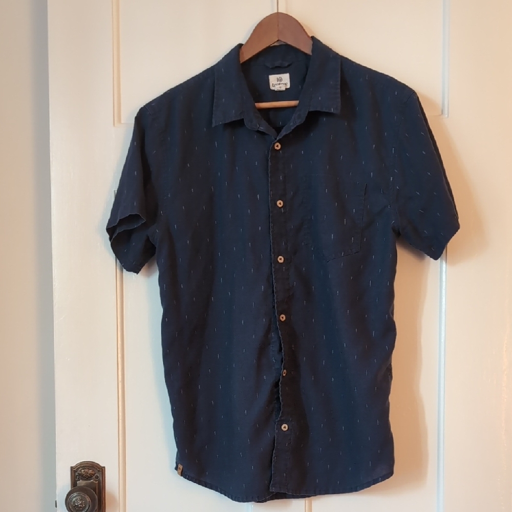 tentree Dark Blue Casual Button Down Shirt